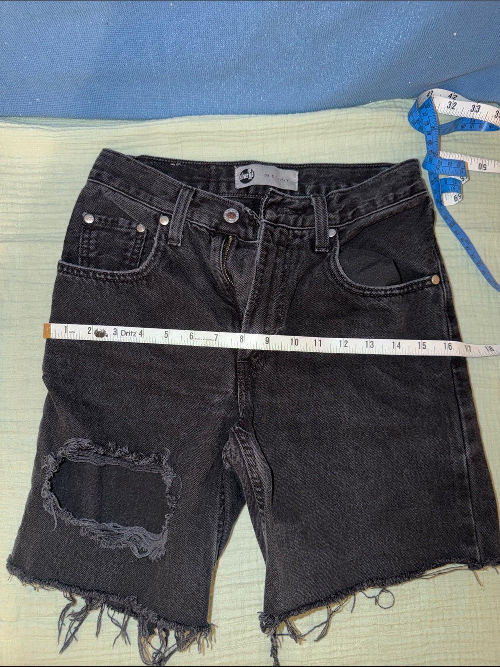 Women’s Black Distressed Denim Jean Shorts